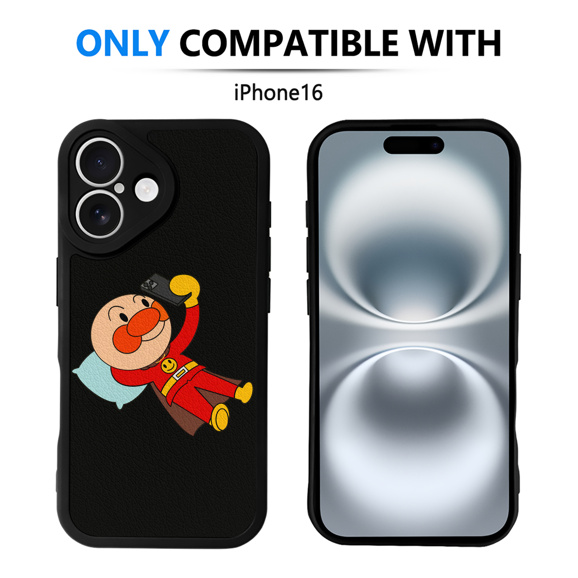 （画像用） アンパンマン Anpanman 【iPhone 16シリーズ対応】シリコンスマホケース（レザー調） 材質：シリコン